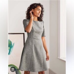Boden heritage British tweed Eve gray wool fit and flare dress 8p